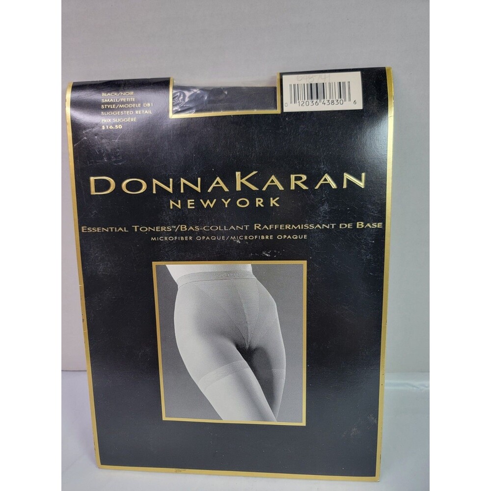 Vintage 1995 Donna Karan Essential Toners Black Small Petite D81 Pantyhose NOS